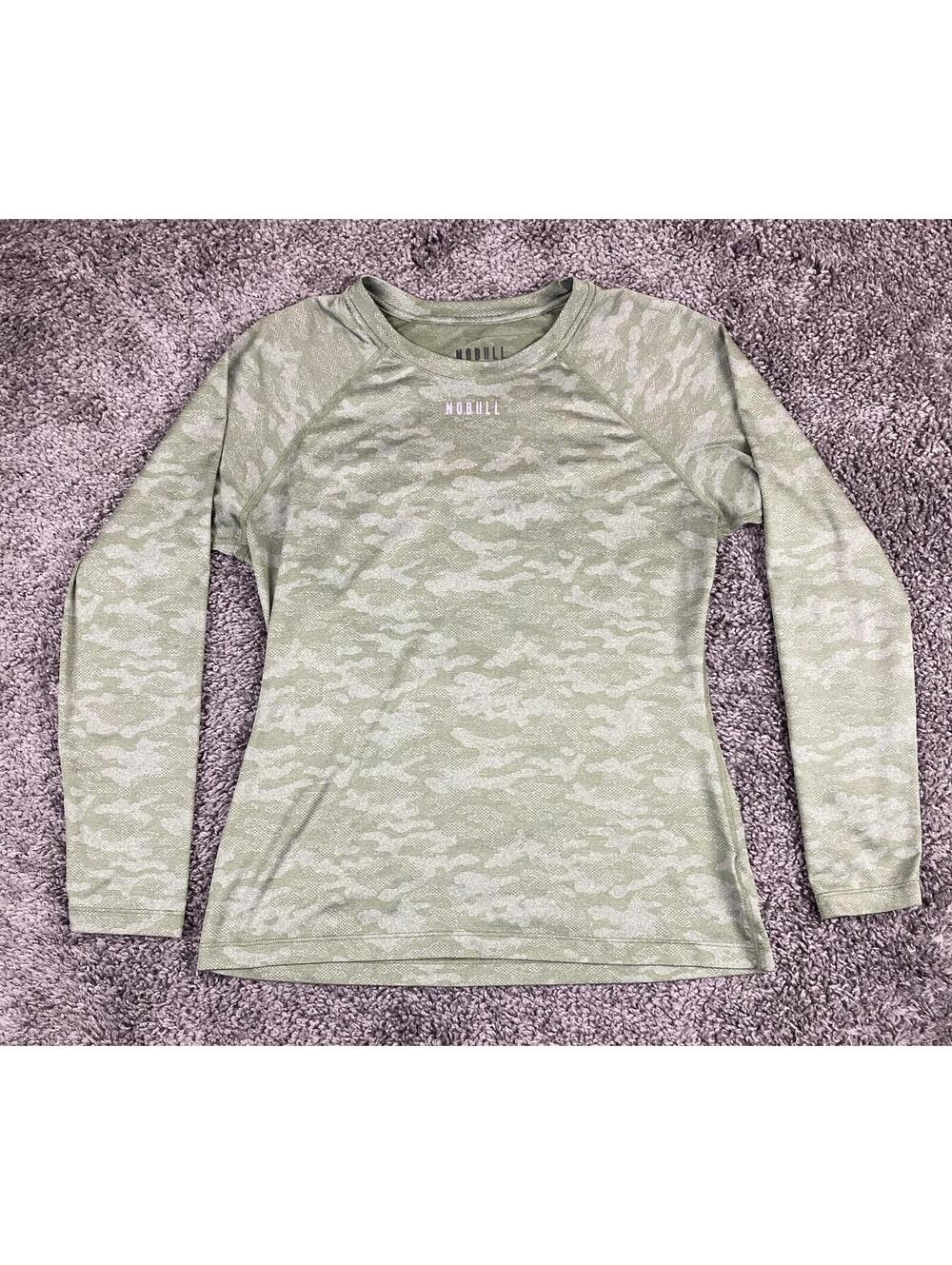 NOBULL Women's Lightweight Long Sleeve Tee Green Camo CrossFit Training  Size M